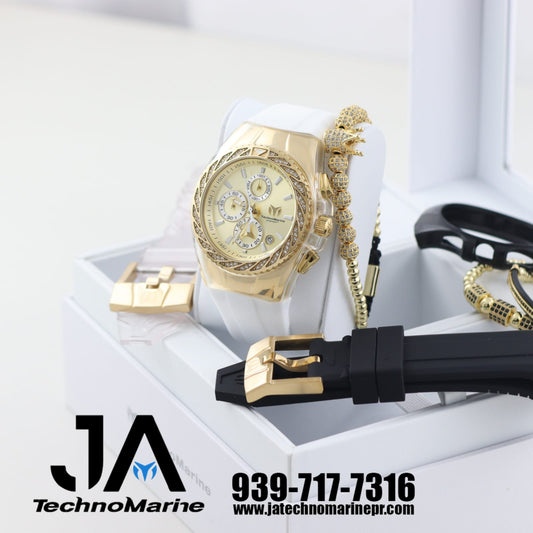 Technomarine Gold and Gold Diamond Three Straps