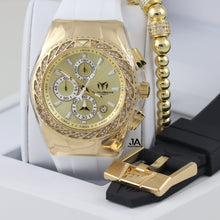 Cargar imagen en el visor de la galería, Technomarine Gold &amp; Gold Diamond 46mm Dos Correas
