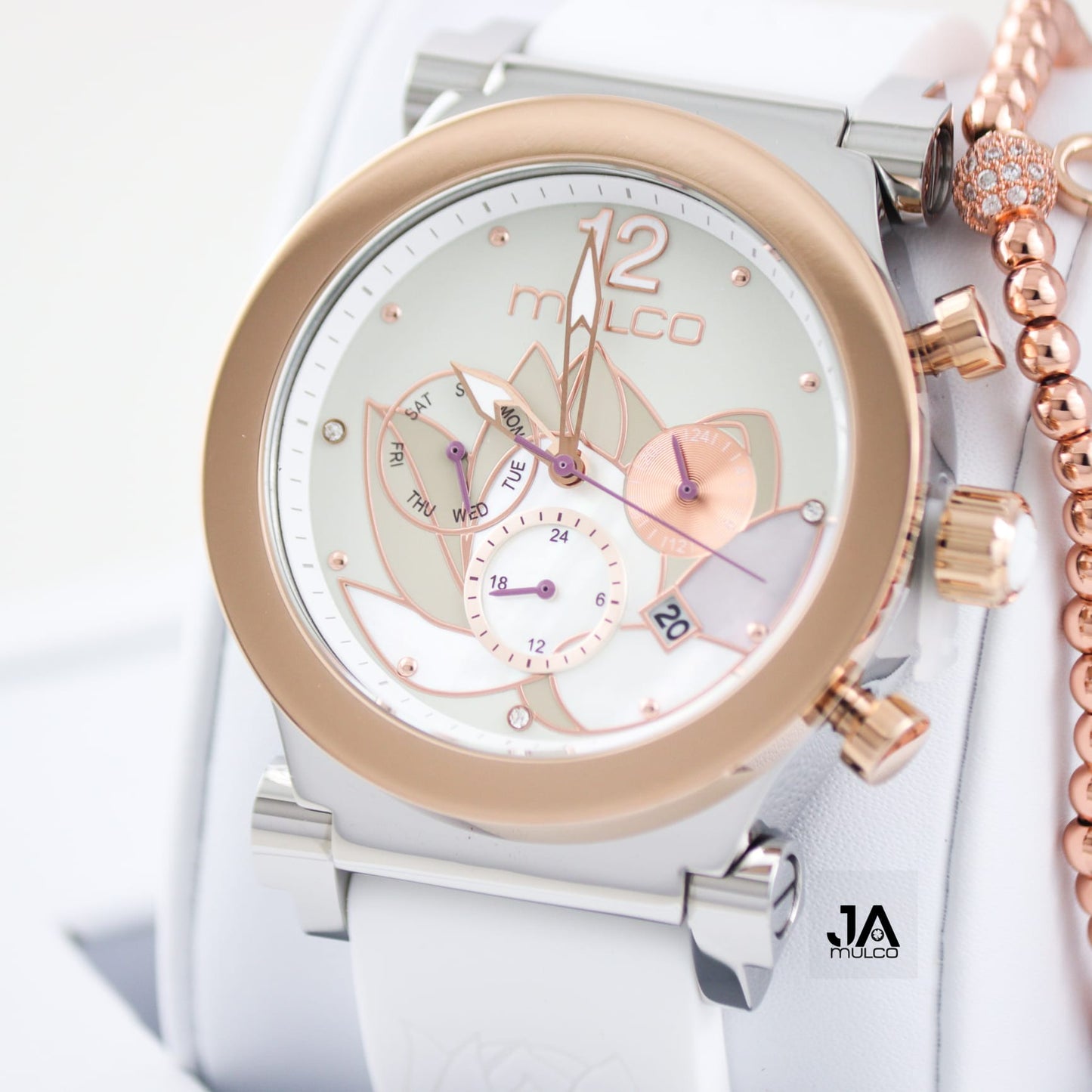 MULCO MW3  LA FLEUR LOTUSLOTUS BLANCO CORREA DE SILICONA RELOJES DE MUJER