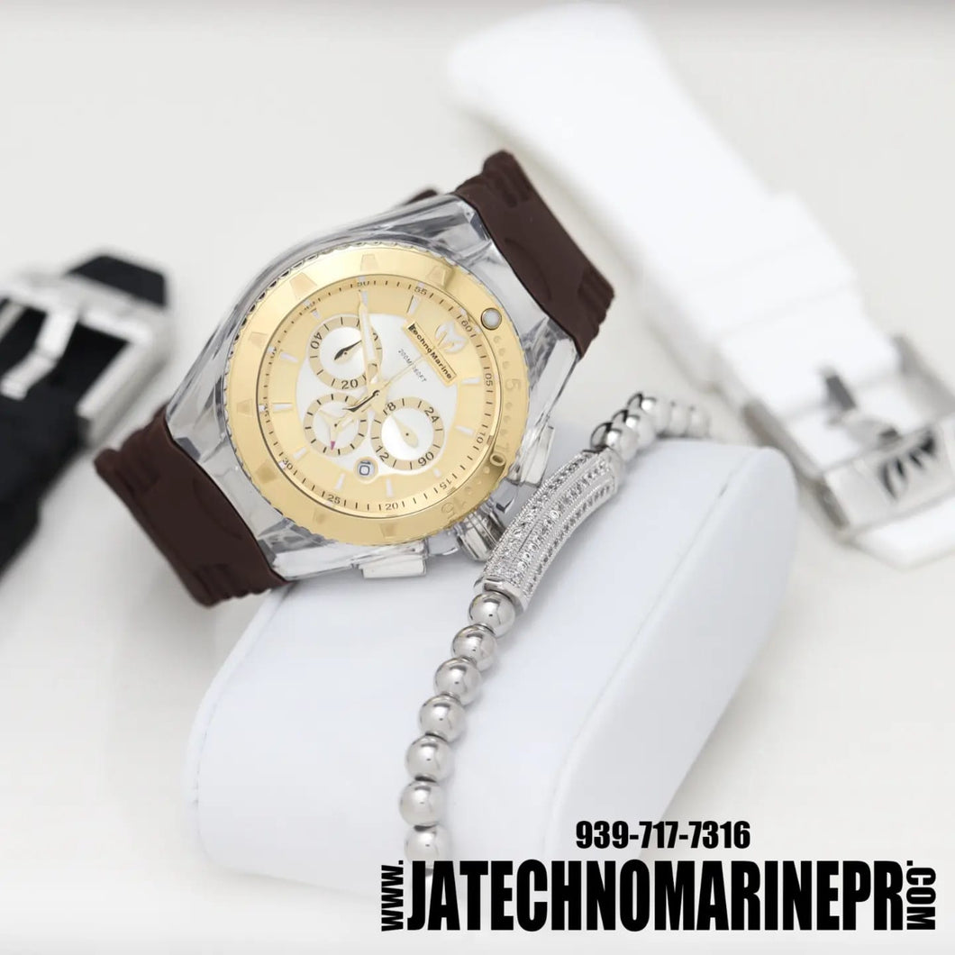 𝐓𝐄𝐂𝐇𝐍𝐎𝐌𝐀𝐑𝐈𝐍𝐄 Women's Cruise 40mm Silicone Band Swiss Quartz
