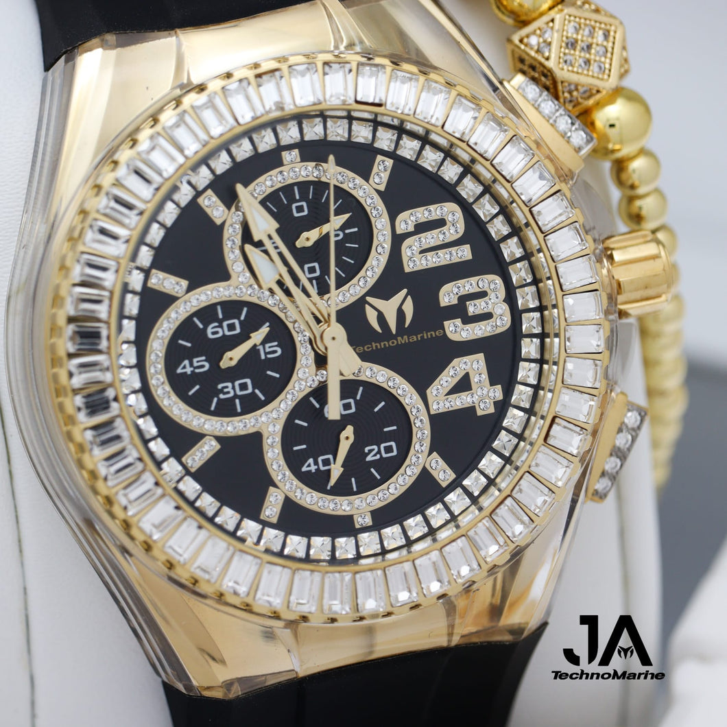 Technomarine Custom Botones y Hebilla VVS 1 Moissanite Cruise Glitz 45mm Gold w Stones Arrival 2022