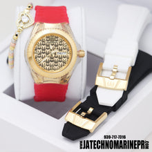 Cargar imagen en el visor de la galería, TechnoMarine Cruise Monogram 40MM Gold Tres Correas Rosa, Blanca Y Negra

