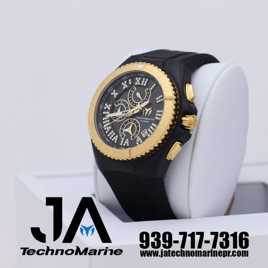 Technomarine Cruise Star Gold 45mm With Black Strap + Custom Buckle