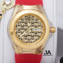 Cargar imagen en el visor de la galería, TechnoMarine Cruise Monogram 40MM Gold Tres Correas Rosa, Blanca Y Negra
