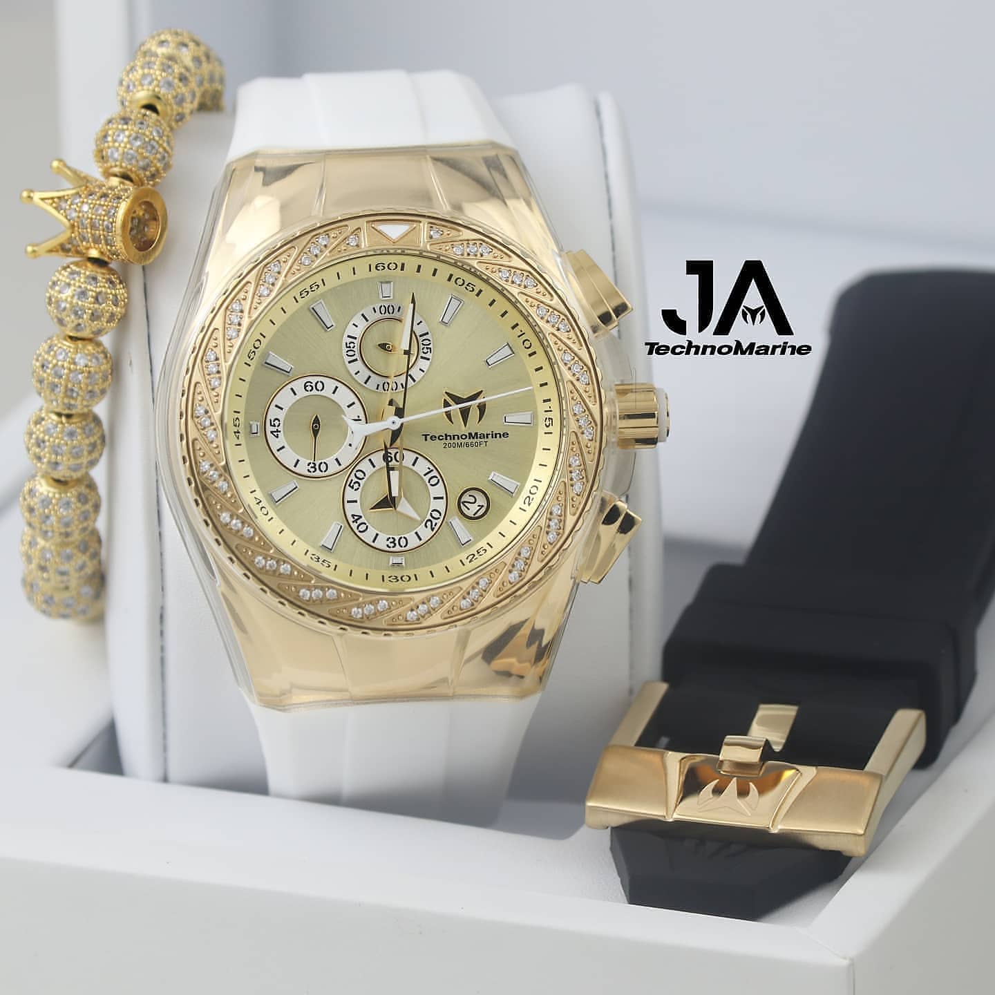 Technomarine Gold and Gold Diamond Three Straps