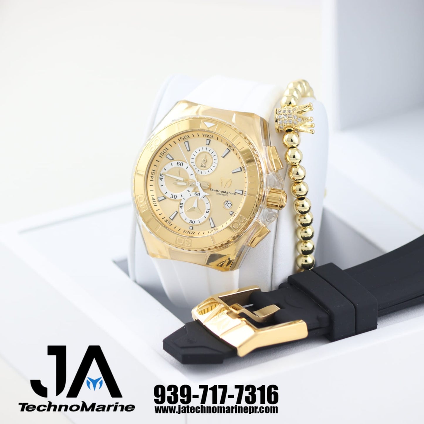 Technomarine Men's Gold and Gold 46mm Two Straps