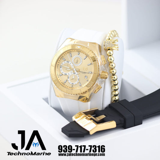 Technomarine Hombre Gold and Gold 46mm Dos Correas