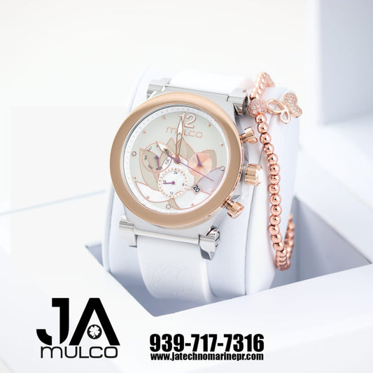 MULCO MW3  LA FLEUR LOTUSLOTUS BLANCO CORREA DE SILICONA RELOJES DE MUJER