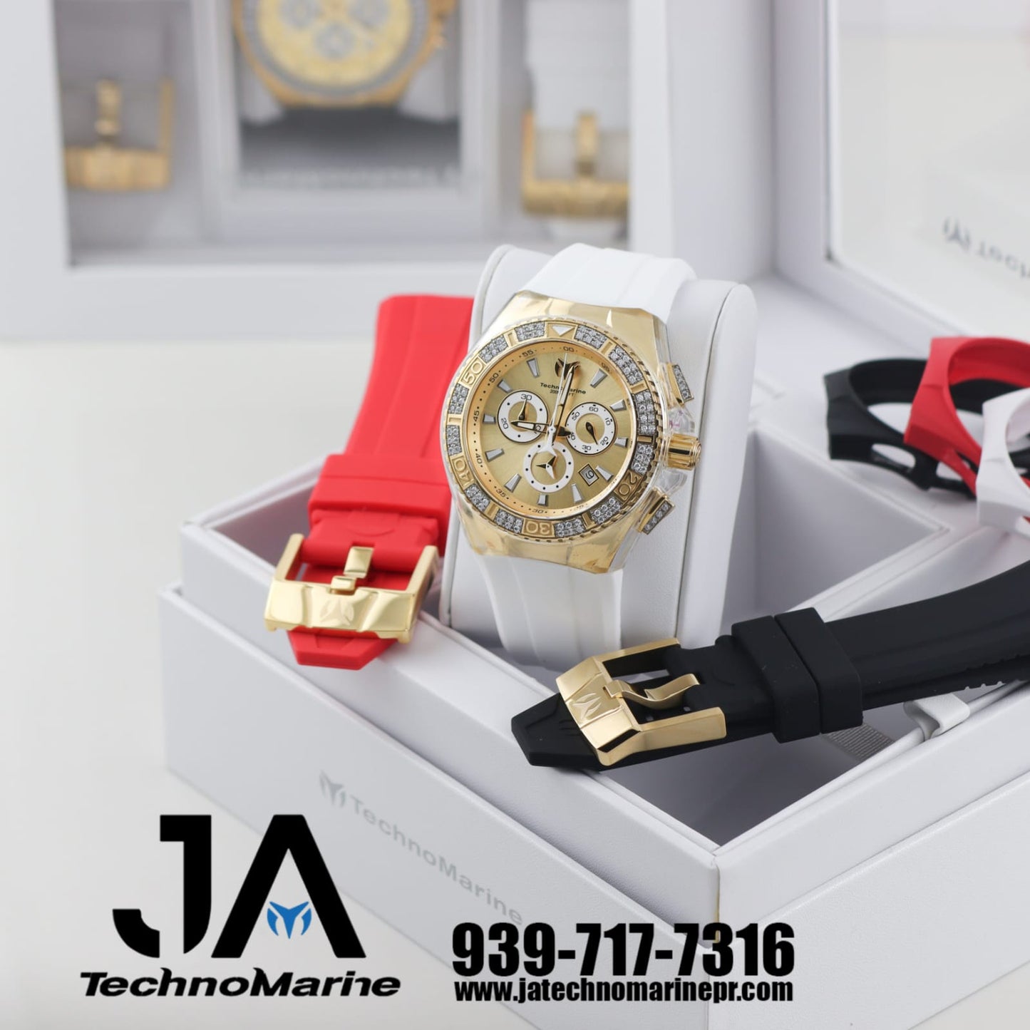 Technomarine Custom Cruise Star Gold & Gold 46mm Swiss Movt Sapphire Crystal Modelo 127 Gold