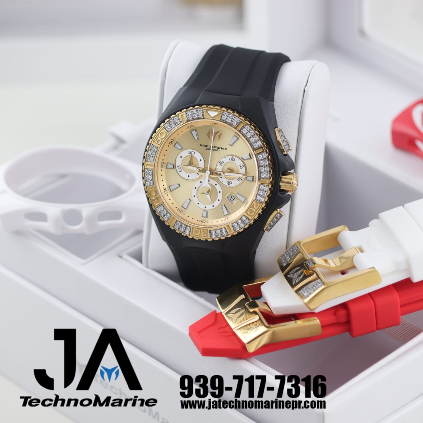 Technomarine Custom Cruise Star Gold & Gold 46mm Swiss Movt Sapphire Crystal Modelo 127 Gold