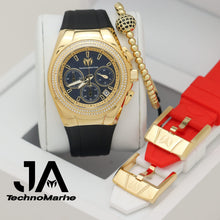 Load image into Gallery viewer, TechnoMarine Pave 40mm Para (Mujer ) Gold tornasol Tres Correas Una Pulsera Gratis
