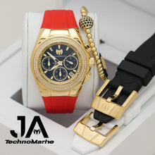 Load image into Gallery viewer, TechnoMarine Pave 40mm Para (Mujer ) Gold tornasol Tres Correas Una Pulsera Gratis
