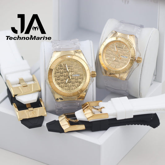 Set Technomarine Clear  Cruise Tres Correas Monogram 46mm Hombre y  40mm Mujer