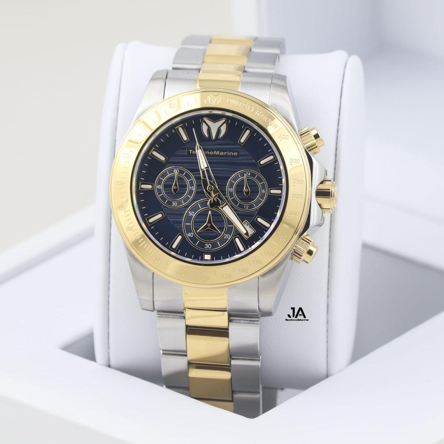 TechnoMarine Nuevo Modelo 42mm Dos Tonos, Fondo Blue Manta Ray Con Cristal De Zafiro