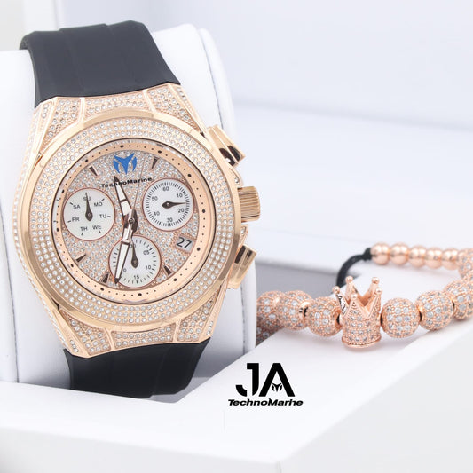 TECHNOMARINE (Pave) Cruise Collection Swiss Machine Rose Gold Color One Free Bracelet